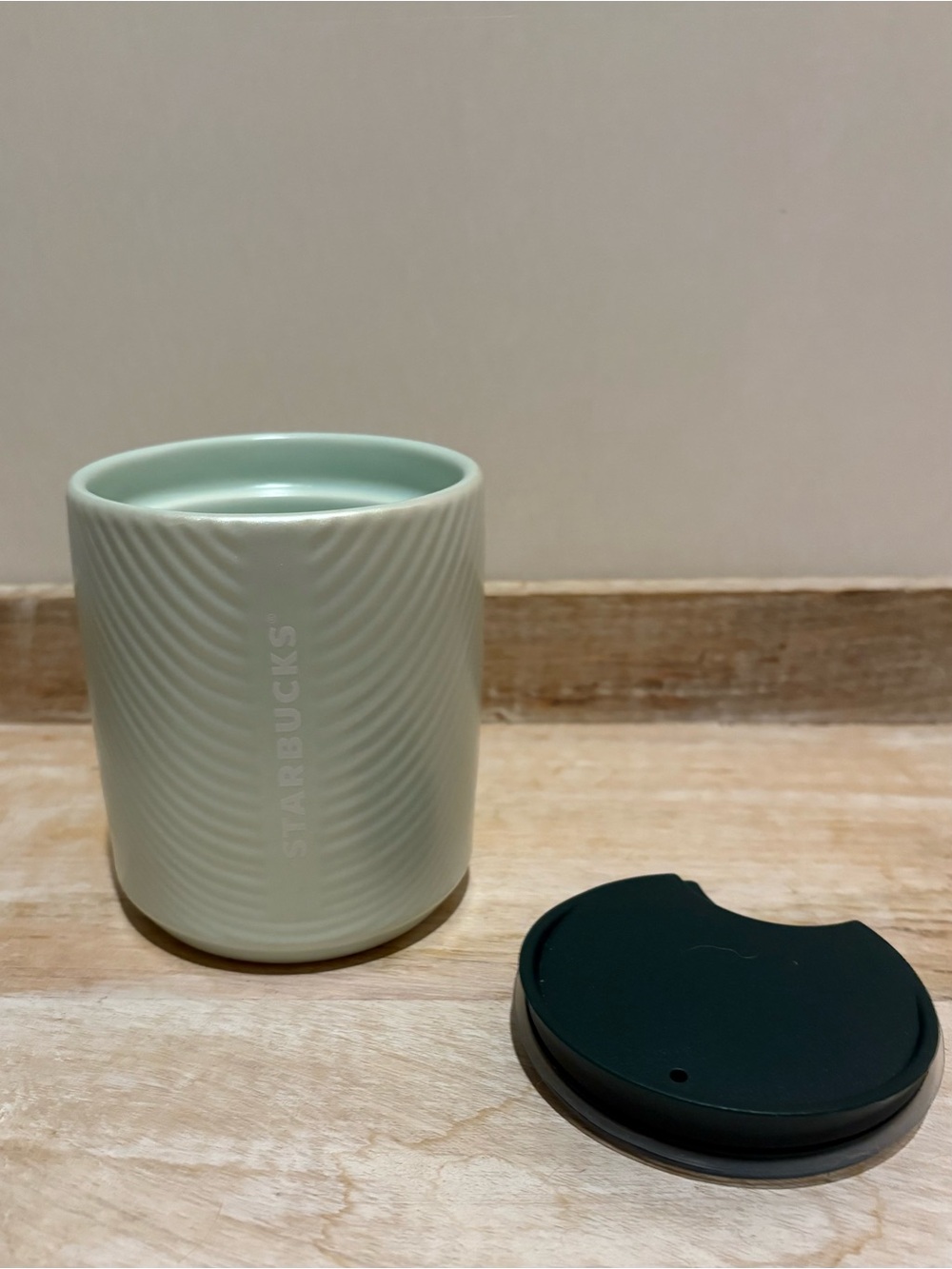 Starbucks Pale Mint Ceramic Travel Mug with Dark Green Lid